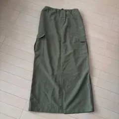 タイムセール☆earthy コットンカーゴタイトスカート ロング丈 カーキのサムネイル
