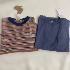 しまむら　新品　未使用　140サイズ ストライプ＆ネイビー Tシャツセット