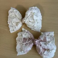 フラワーモチーフリボンヘアピン2個セット