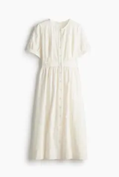 新品タグ付き Ｈ＆Ｍ フロントボタンコットンワンピース 半袖 ミモレ丈 ロング