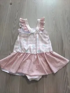 女の子用 ワンピース水着 ピンク チェック柄　ミッフィー