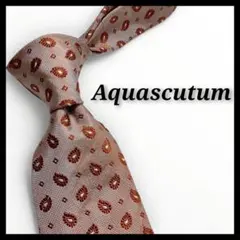 ✨美品✨アクアスキュータム　ネクタイ　ペイズリー柄　ブラウン系　シルク