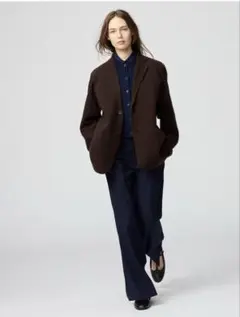 UNIQLO:C ユニクロ　ニットジャケット ダークブラウン Lサイズ