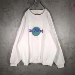 【激レア】ハードロックカフェ スウェット USA製 白 MAUI 刺繍 補修有