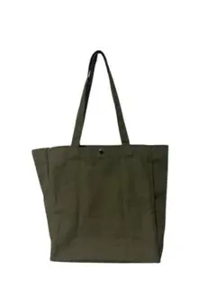 【大容量】新品 トートバッグ 帆布 厚手 丸洗い可 ボタン留め カーキ 未使用