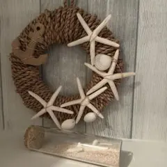 海のリース と沖縄宮古島の砂＆サンゴ瓶ハンドメイド