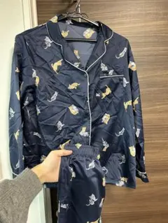 GU 猫柄 ネイビー パジャマ M GU