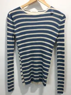 GALERIE VIE ボーダー柄 ウール100% リブニット ロングスリーブ