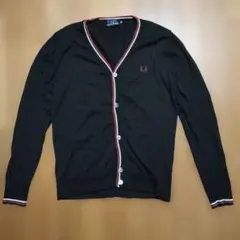 FRED PERRY ブラック Vネック カーディガン M
