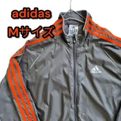 adidas ３本線 ナイロントラックジャケット オレンジ グレーMサイズ