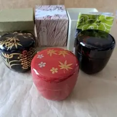 茶道具 棗 木製二度塗と面朱吹雪2個 - メルカリ