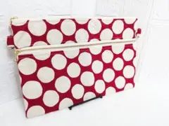 ハンドメイド 【364A】おむつポーチ　サコッシュ　 ダブルファスナーポーチ