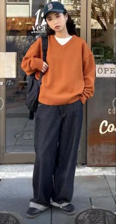 CHILLFAR　美品　デイリーVネックカラーニット