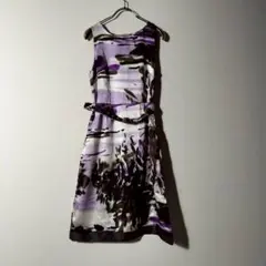 【極美品】 ヴィヴィアンタム シルク 総柄 マオカラー ロングワンピース 1 極美品】 ヴィヴィアンタム シルク 総柄 マオカラー ロングワンピース