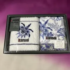 新品　未使用Kansai タオルセット 花柄 2枚組　青系のサムネイル