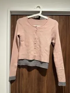 インナー一体型 レイヤード ボタンリブカーディガン