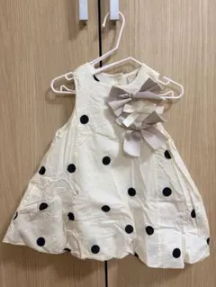 【美品】petit main ドット柄ワンピース 80cm