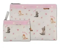 MAQUIA 4月号付録　レスポートサック　猫×桜柄　Wポーチ大小2個セット