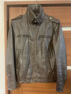 ブラウンレザージャケット 革ジャン タケオキクチライダースジャケット3