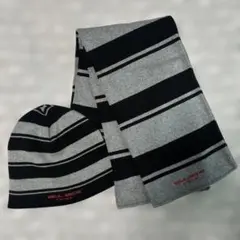 浦和レッズ/応援グッズ/黒✖️グレーニットマフラー&ニット帽2点セット