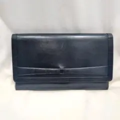ネイビー レザー クラッチバッグ セカンドバッグ 冠婚葬祭 Vintage