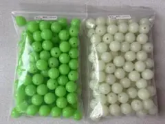 釣り用　夜光ビーズ （ハードタイプ）白 緑 約12mm 各100個