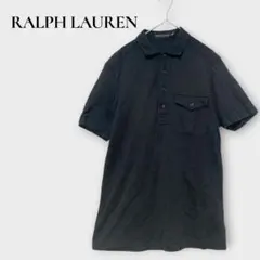 ラルフローレン 半袖 ポロシャツ カノコ 胸ポケット S ブラック