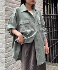 さらっとテンセルオーバーシャツ　カーキのサムネイル
