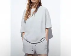ZARA | 半袖 スウェット シャツ Sサイズ グレー