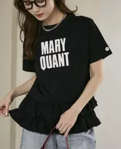 マリークワント 裾 ティアード 切替 ロゴ Tシャツ【ブラック】