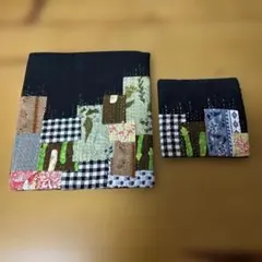 ハンドメイド　手縫い　なみ縫い　ティーマット　コースターセット　和風