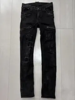レア 14th Addiction パッチワーク コーティング スキニーデニム レア 14th Addiction パッチワーク コーティング スキニーデニム