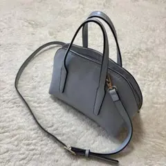 ブルーグレー レザー 2way ショルダーバッグ