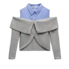 ZARA コントラストカットアウトニットセーター