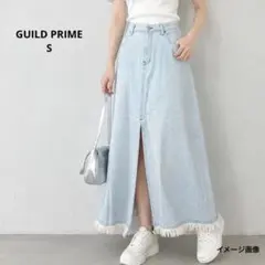 GUILD PRIME フリンジデニムロングスカート 水色　S〜M 春夏のサムネイル