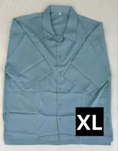 サラッとした着心地❤️メンズ　シャツ　半袖　青緑 グリーン　XL