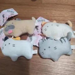 新品4個セット　つぶらな瞳の犬と猫 動物キャラクター ぬいぐるみ まとめ売り