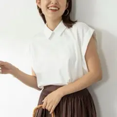 NOLLEY'S 布帛衿プルオーバーカットソー　襟付き Tシャツ　ホワイトのサムネイル