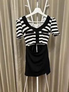 韓国ドレス⭐️ストライプ 半袖ミニ