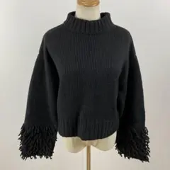 美品 Lumier リュミエ ボトルネック フリンジスリーブ ニット セーター