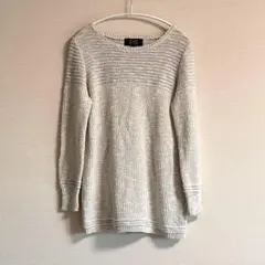 クードシャンス ボートネック ニットセーター ラメ入り ライトグレー 38 M