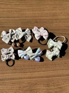 リボンヘアゴムツイン５個セット　リバティ　まとめ売り