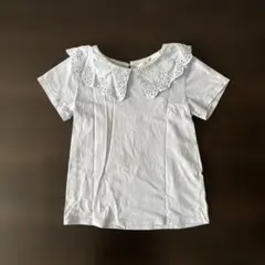 H&M 120 レース襟付き　フリル　半袖Tシャツ　水色