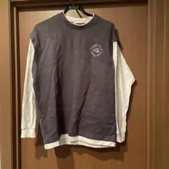 グレー レイヤード 長袖カットソー