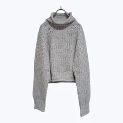 クリア ホワイト ベージュ ミックス ハイネック 長袖 ニット セーター