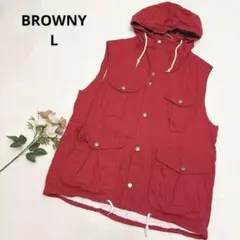 ブラウニー フード付き ベスト チョッキ ドロスト レイヤード カジュアル L