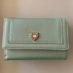 美品・サマンサタバサ ミントグリーン 三つ折り財布