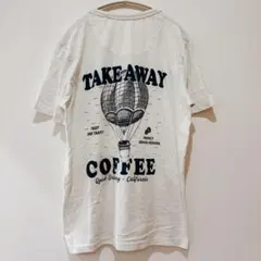 Tシャツ グラフィックT 丸首 半袖 コーヒー カフェ S 白 綿 ゆったり