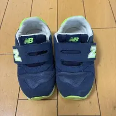ニューバランス 373 スニーカー　キッズ　ネイビー×グリーン　15センチ