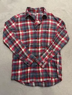 UNIQLO 赤青チェック柄 長袖シャツ